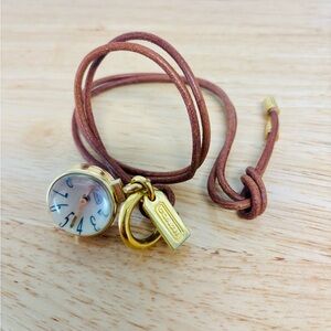 Coach Gold and Tan Women's Leather Wrap Watch